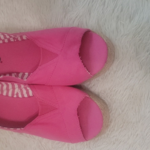 Bongo Pink Open Toe Wedges Size 9 - Picture 2 of 8